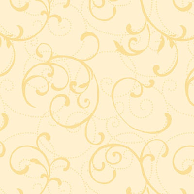 Benartex Dot & Flow Scroll Quilting Cotton Fabric- Light Sun