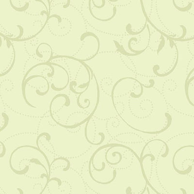 Benartex Dot & Flow Scroll Quilting Cotton Fabric- Light Celery