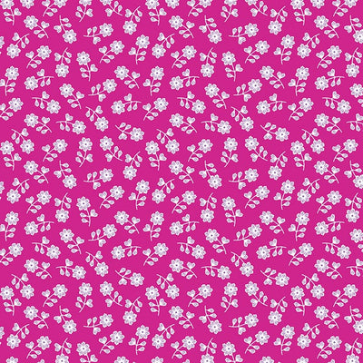 Benartex Blooming Denim Bloom Toss Tonal Quilting Cotton Fabric- Raspberry