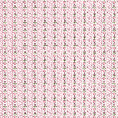 Benartex Heart Stipe Quilting Cotton Fabric- Pink