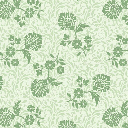 Benartex French Romance Sophie Quilting Cotton Fabric- Green