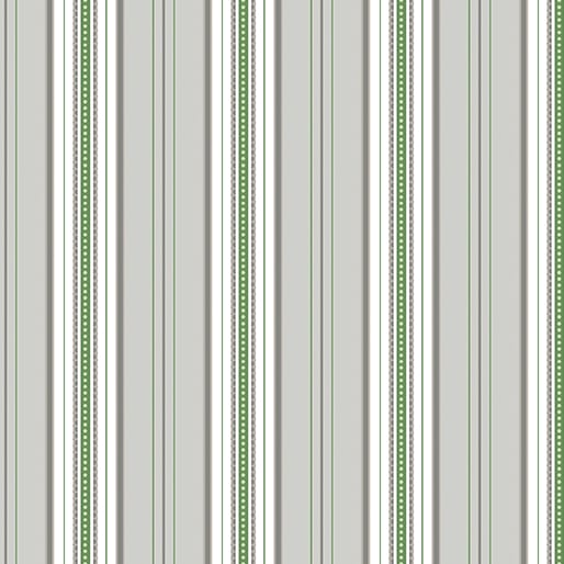 Benartex French Romance French Romance Simone Stripe Quilting Cotton Fabric- Green/Grey