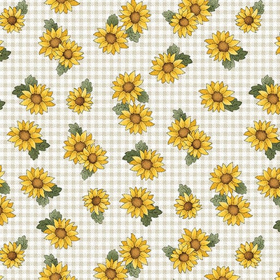 Benartex Sunflower Days Field Sunflowers Quilting Cotton Fabric- Natural