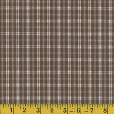 Oxford Desert Taupe Plaid Poly Cotton Fabric