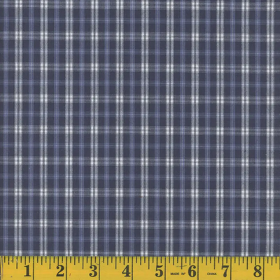 Oxford Colony Blue Plaid Poly Cotton Fabric