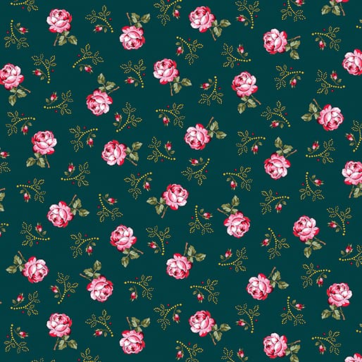Benartex Promise Me Teacups Quilting Cotton Fabric- Peacock