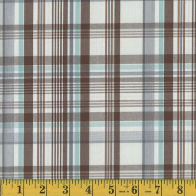 Oxford Marcus Brown Plaid Poly Cotton Fabric