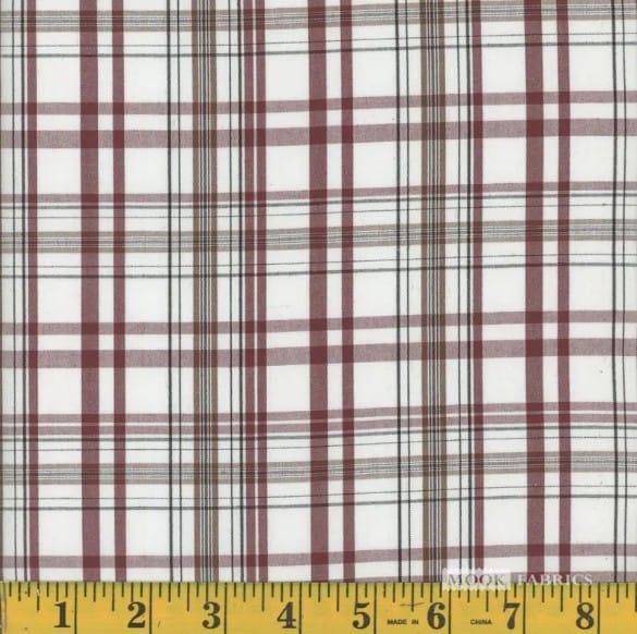 Oxford Adrian Maroon Plaid Poly Cotton Fabric