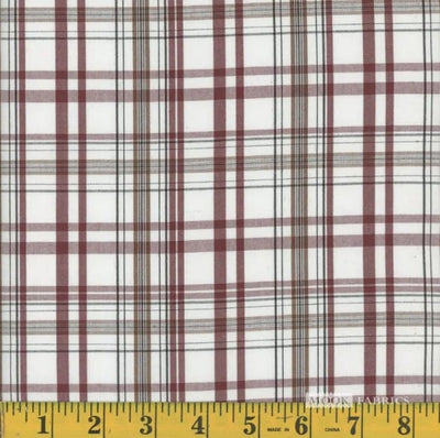 Oxford Adrian Maroon Plaid Poly Cotton Fabric