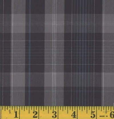 Oxford Grey Large Plaid Poly Cotton Fabric