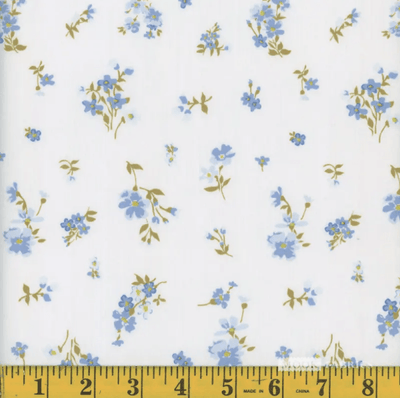 Blue Floral Virtue Poly Cotton Fabric - 14"