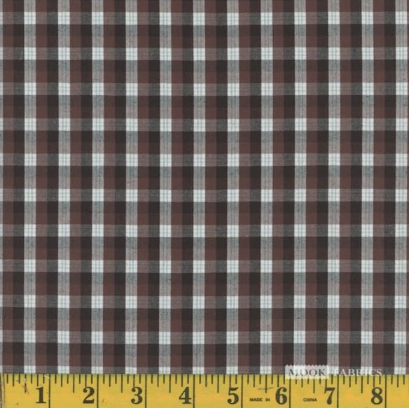 Oxford Wade Dark Brown Plaid Poly Cotton Fabric