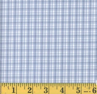Oxford Benji Light Denim Plaid Poly Cotton Fabric