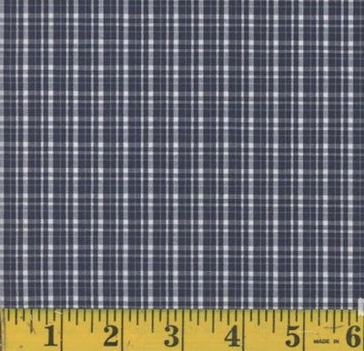 Oxford Benji Light Navy Plaid Poly Cotton Fabric