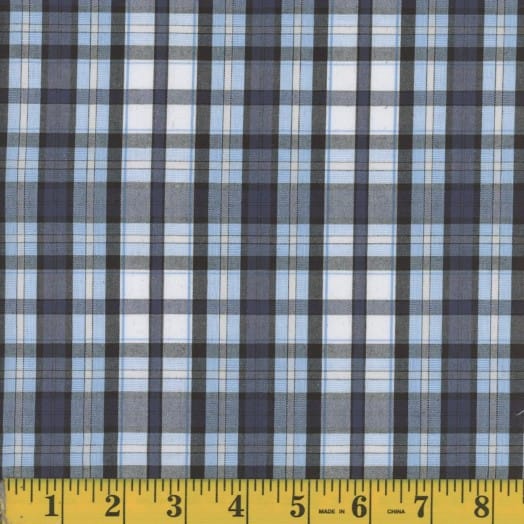 Oxford Gregg Blue Plaid Poly Cotton Fabric