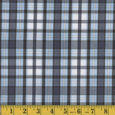 Oxford Gregg Blue Plaid Poly Cotton Fabric