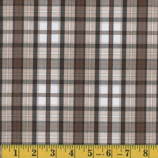 Oxford Gregg Brown Plaid Poly Cotton Fabric