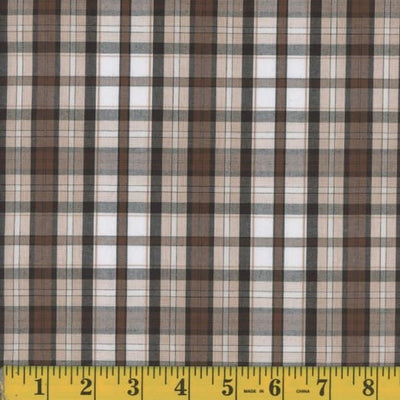 Oxford Gregg Brown Plaid Poly Cotton Fabric