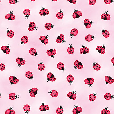 Benartex Sunshine Days Little Ladybugs Quilting Cotton Fabric- Pink