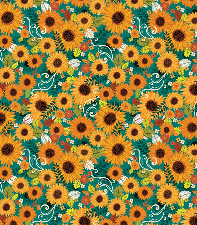 Benartex Gather Together Harvest Sunshine Quilting Cotton Fabric- Teal