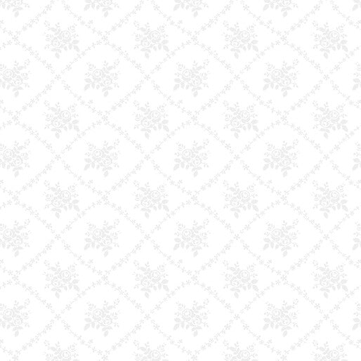 Benartex Classic Keepsakes Rose Trellis Quilting Cotton Fabric- White