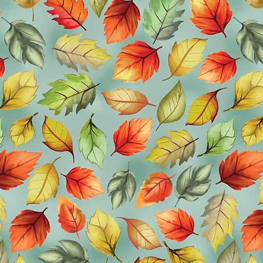 Benartex Give Thanks Harvest Leaves Quilting Cotton Fabric- Sage