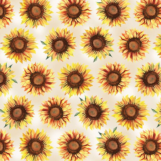 Benartex Give Thanks Sunflower Dot Quilting Cotton Fabric- Cream