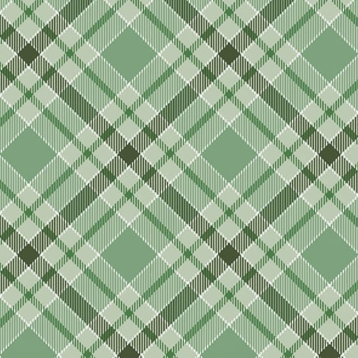 Benartex Give Thanks Twill Plaid Quilting Cotton Fabric- Sage Green