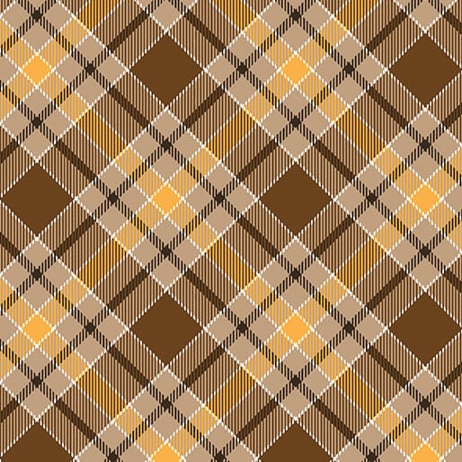 Benartex Give Thanks Twill Plaid Quilting Cotton Fabric- Brown