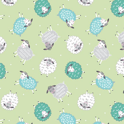 Benartex Sweet Little Lamb Dreamy Little Lamb Quilting Cotton Fabric- Green
