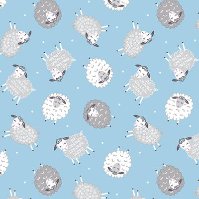 Benartex Sweet Little Lamb Dreamy Little Lamb Quilting Cotton Fabric- Blue