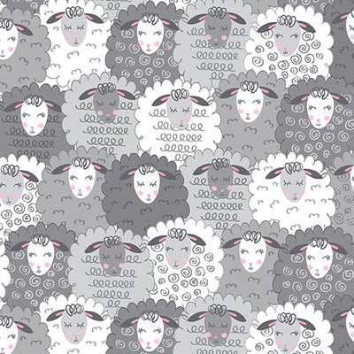 Benartex Sweet Little Lamb Cozy Lamb Quilting Cotton Fabric- Gray