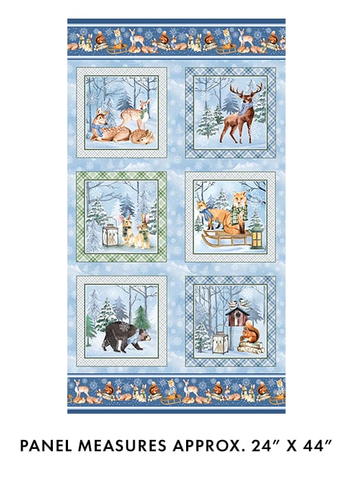 Benartex Woodland Wonderland Woodland 24"X44" Panel Quilting Cotton Fabric- Blue