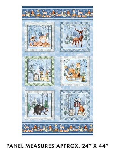 Benartex Woodland Wonderland Woodland 24"X44" Panel Quilting Cotton Fabric- Blue
