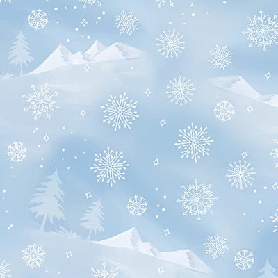 Benartex Woodland Wonderland Mountain View Quilting Cotton Fabric- Light Blue