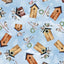 Benartex Woodland Wonderland Woodland Birdhouses Quilting Cotton Fabric- Light Blue