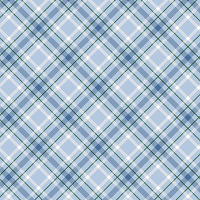 Benartex Woodland Wonderland Plaid Wonderland Quilting Cotton Fabric- Blue