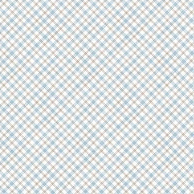Benartex Woodland Wonderland Little Plaid Quilting Cotton Fabric- Blue/Tan