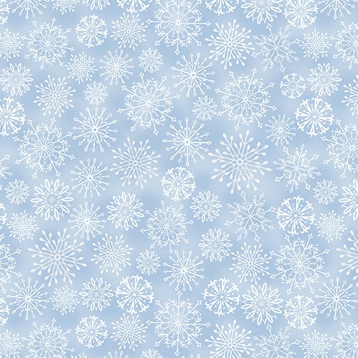 Benartex Woodland Wonderland Snowflake Wonderland Quilting Cotton Fabric- Light Blue