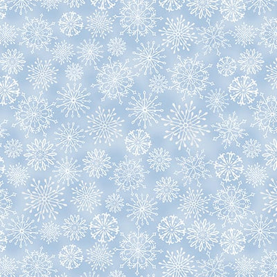 Benartex Woodland Wonderland Snowflake Wonderland Quilting Cotton Fabric- Light Blue