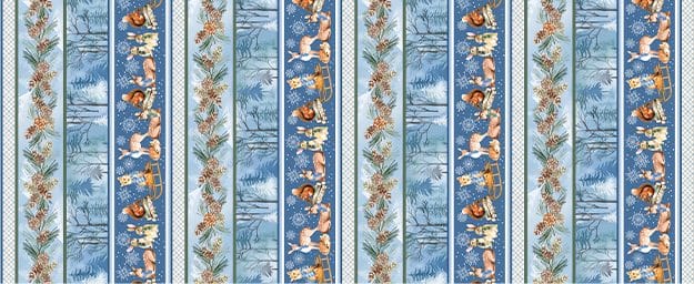 Benartex Woodland Wonderland Woodland Stripe Quilting Cotton Fabric- Blue