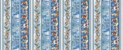 Benartex Woodland Wonderland Woodland Stripe Quilting Cotton Fabric- Blue