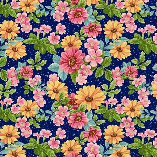 Henry Glass Enchanted Forest Floral Quilting Cotton Fabric- Multi