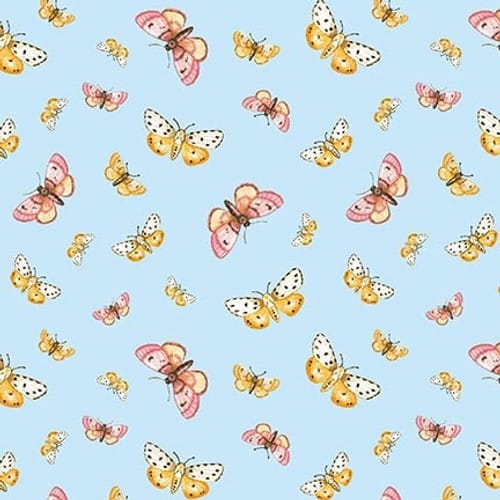 Henry Glass Enchanted Forest Floral Quilting Cotton Fabric- Light Blue