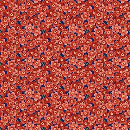 Henry Glass Enchanted Forest Packed Little Flowers Quilting Cotton Fabric- Red