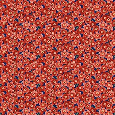 Henry Glass Enchanted Forest Packed Little Flowers Quilting Cotton Fabric- Red