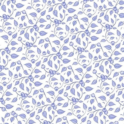 Henry Glass Berrylicious Butterflies Vine Quilting Cotton Fabric- White/Blue