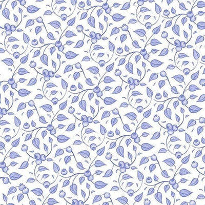 Henry Glass Berrylicious Butterflies Vine Quilting Cotton Fabric- White/Blue