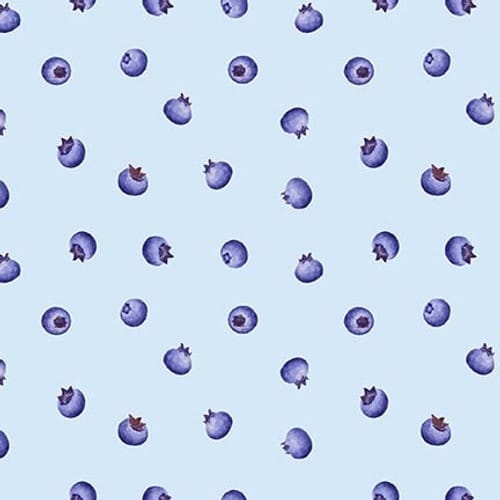 Henry Glass Berrylicious Tossed Blueberry Quilting Cotton Fabric- Blue