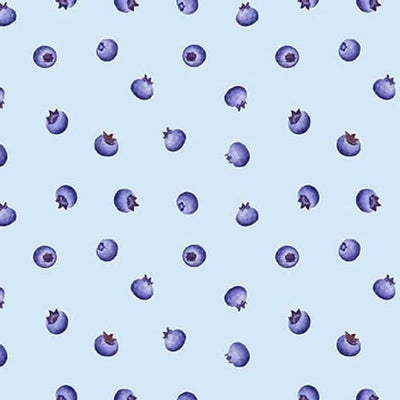Henry Glass Berrylicious Tossed Blueberry Quilting Cotton Fabric- Blue